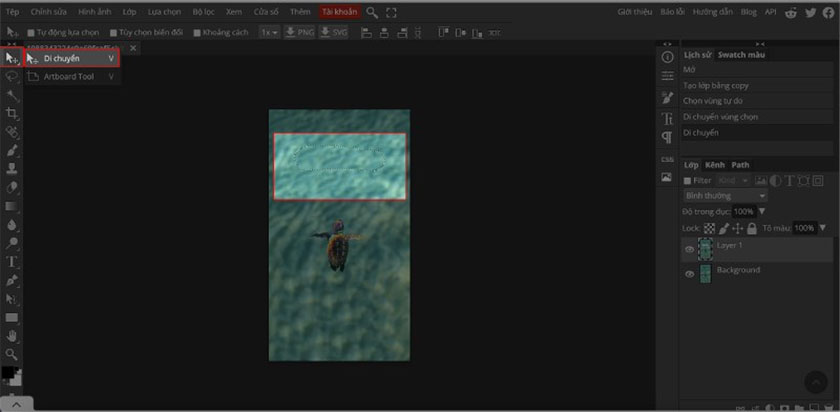 Press the V key or select the move icon on the toolbar