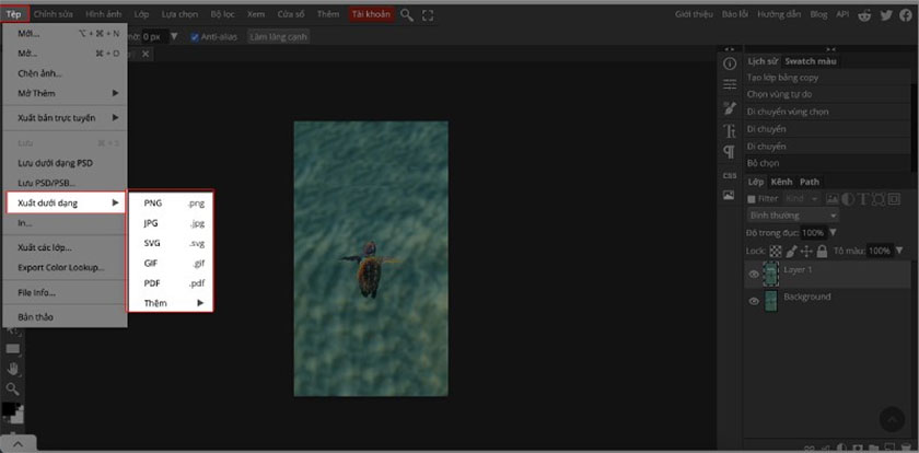 Save the image by selecting File 