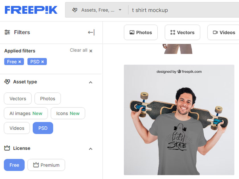 enter the keyword T-shirt mockup