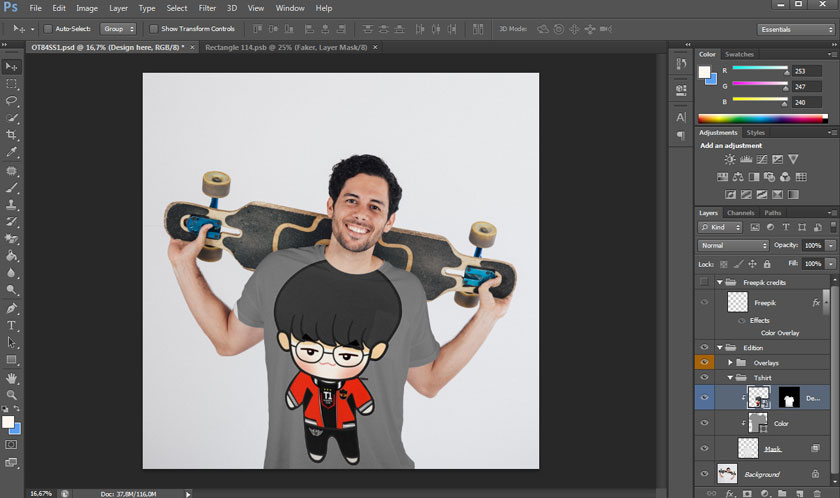 return to the main work area (original mockup shirt image)