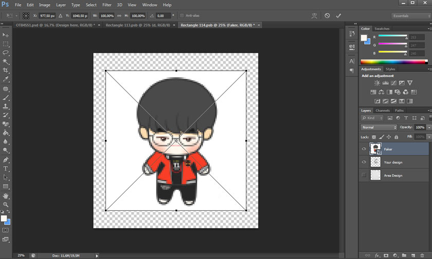 click on the center of the Logo to move it to other positions to best suit the T-shirt design