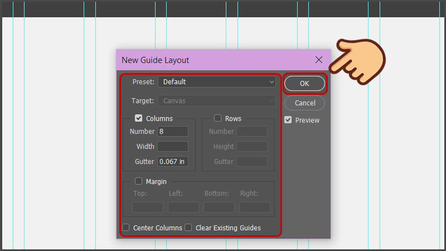 click OK to create Guides