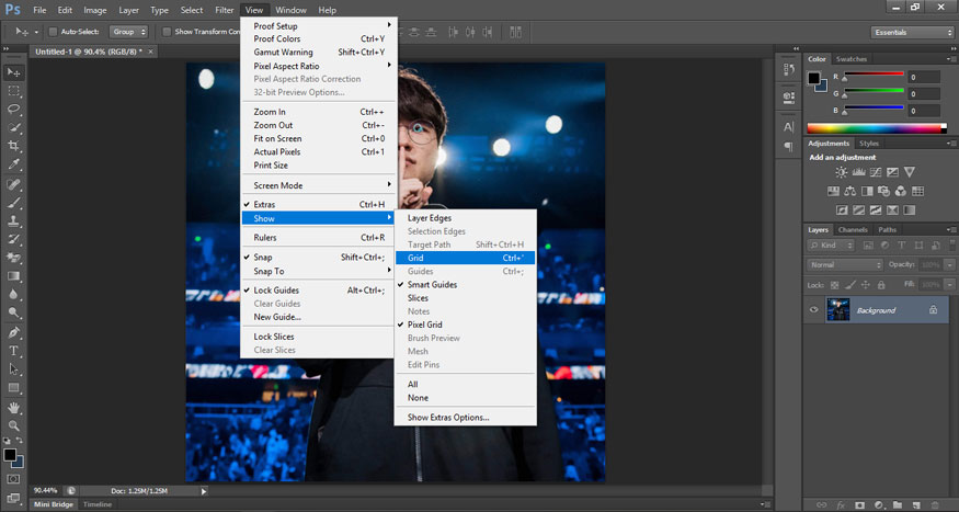 How to create a grid in Photoshop using Grid