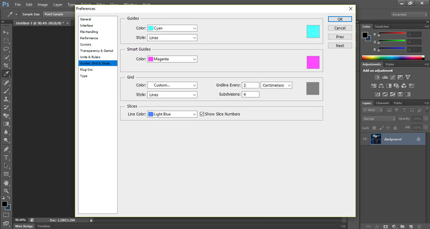 select Guides, Grid & Slices.