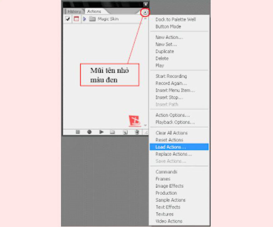 Actions to open the Actions panel