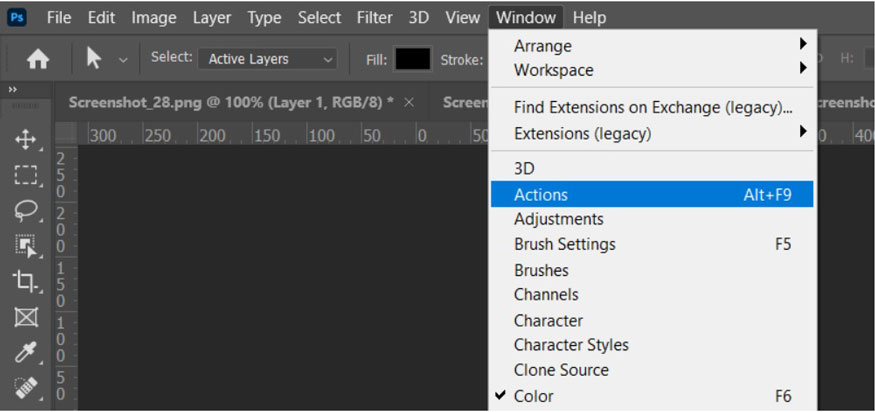 Actions or you can press the keyboard shortcut Alt + F9