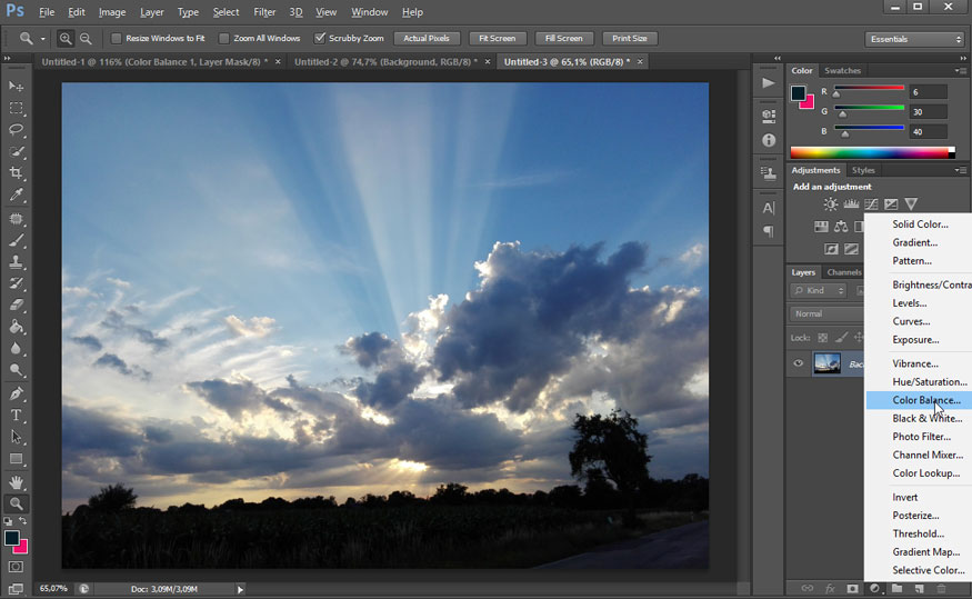 click and select Color Balance