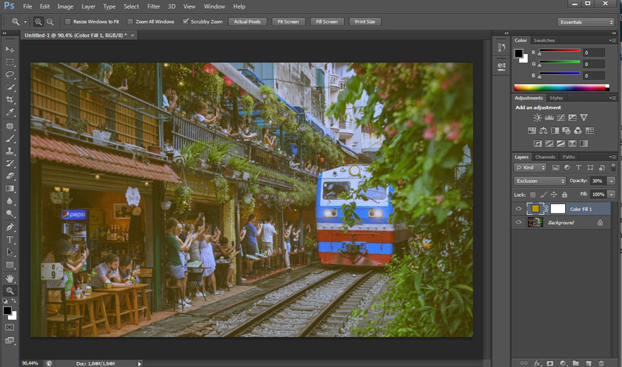 double click on Adjustment Layer Color