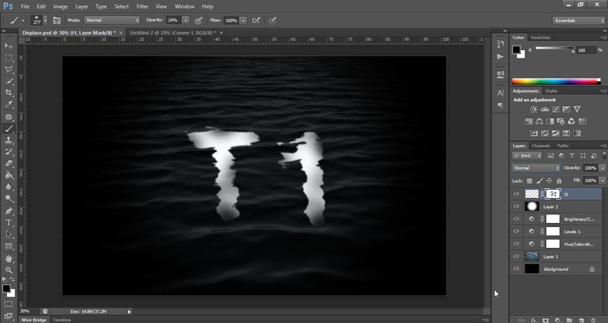  select the Brush Tool (B) and a soft black brush