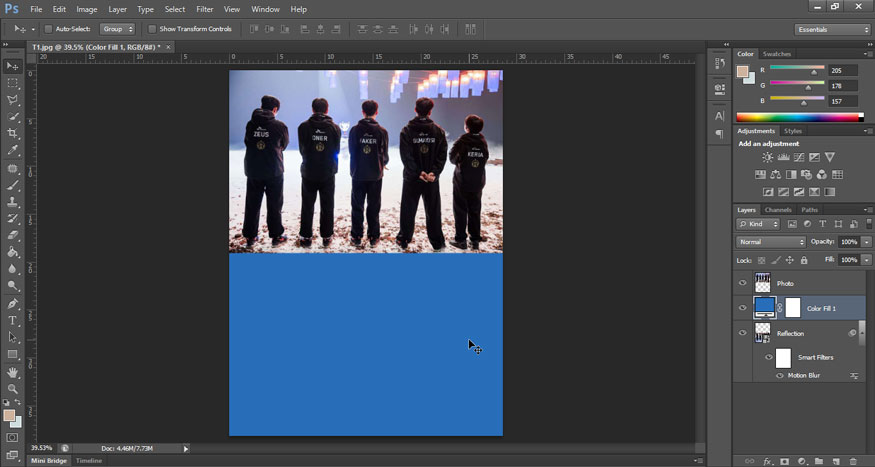 the reflection of the water in the bottom half of the document is temporarily covered in dark blue as shown.