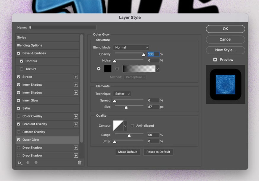 Add Outer Glow by using the following settings