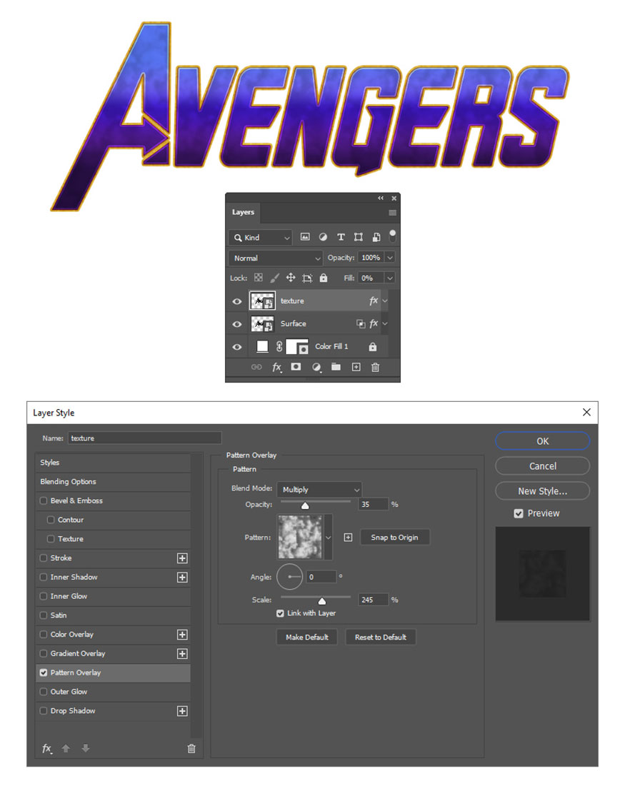 Duplicate the Surface layer and rename the copy from “Texture” above