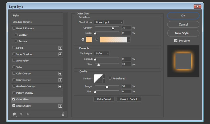  Add Outer Glow