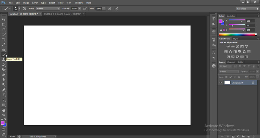 select the Brush Tool